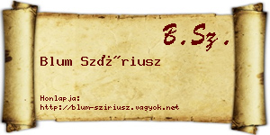 Blum Szíriusz névjegykártya